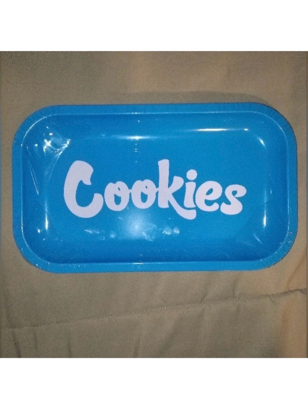 COOKIES BLUE MEDIUM METAL ROLLING TRAY White Lettering 420 Friendly BRAND NEW
